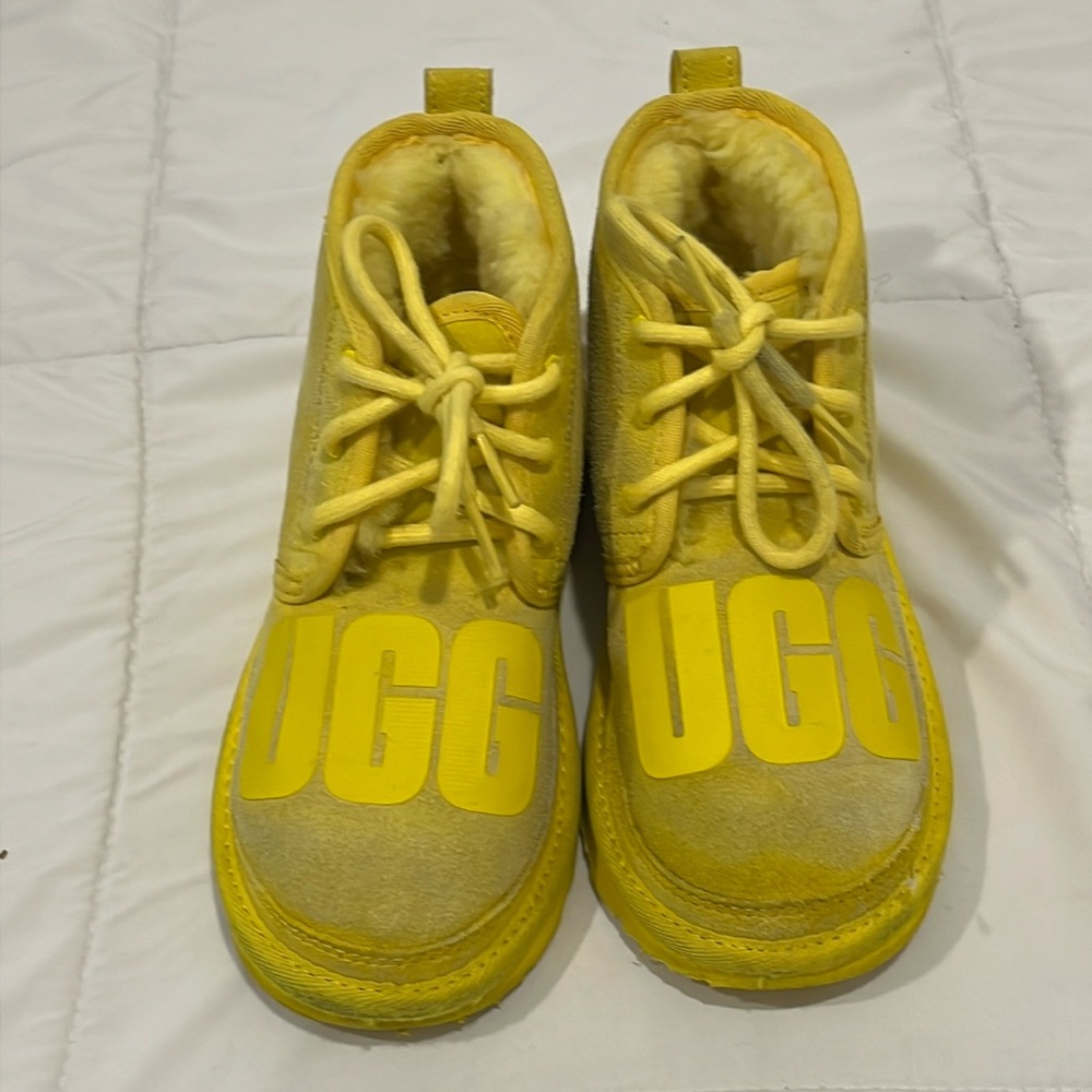 Ugg yellow boots, kids size 1